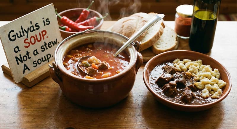 Authentic Hungarian goulash (gulyás) is a soup, not a thick stew - this is what real gulyásleves looks like