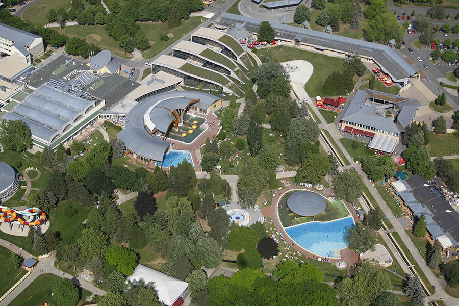 Aerial view of the Bükfürdő thermal bath complex