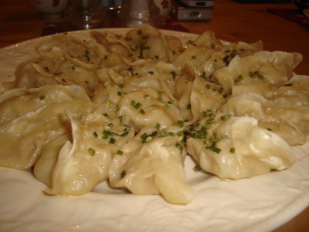 Chinese dumplings (jiaozi) served on a plate