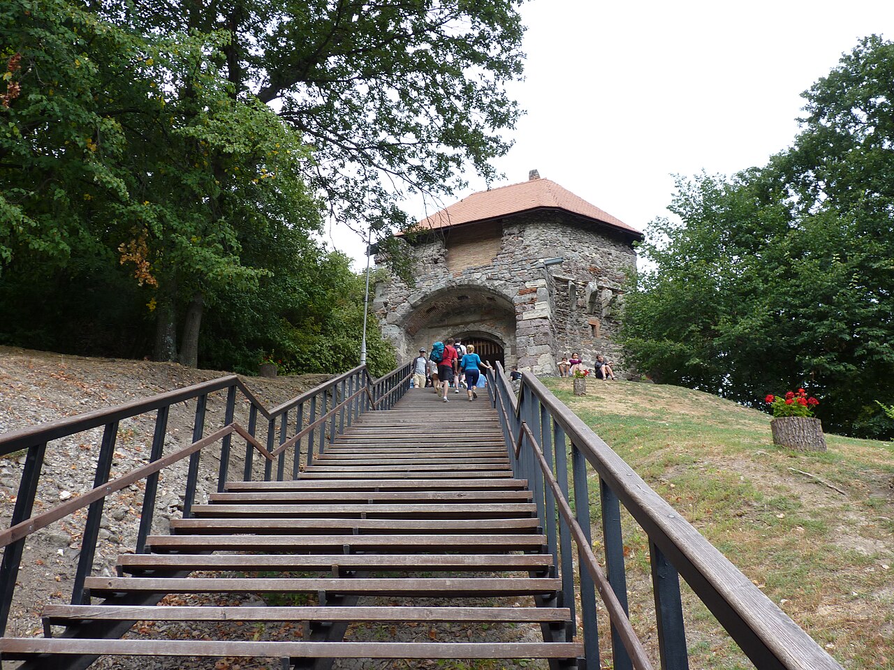 The gatehouse and curtain walls of Visegrád Citadel