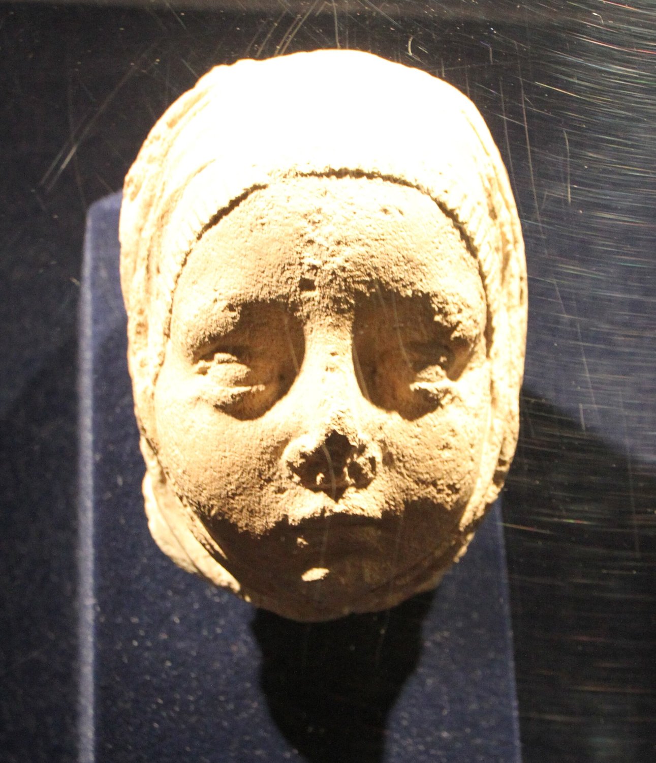 A Gothic stone head from King Sigismund’s palace at Buda, displayed in the Budapest History Museum