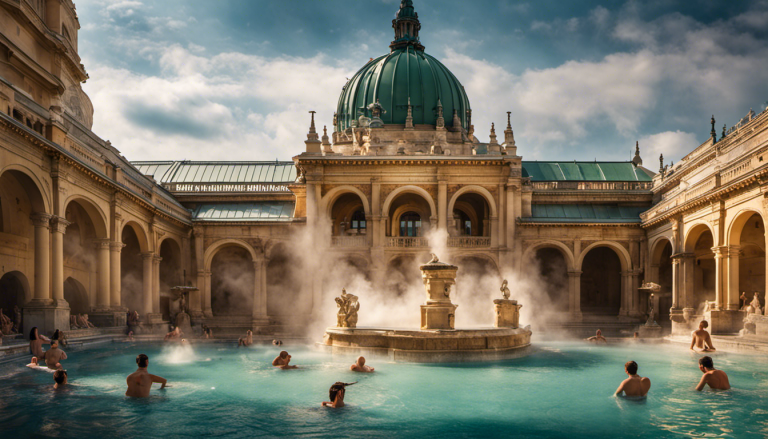 An image capturing the tranquil ambiance of Budapest's iconic thermal baths