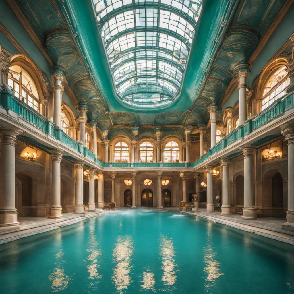 An image showcasing the tranquil atmosphere of Budapest's iconic thermal baths