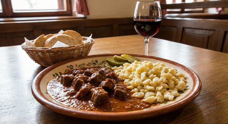 marhapörkölt (beef stew)