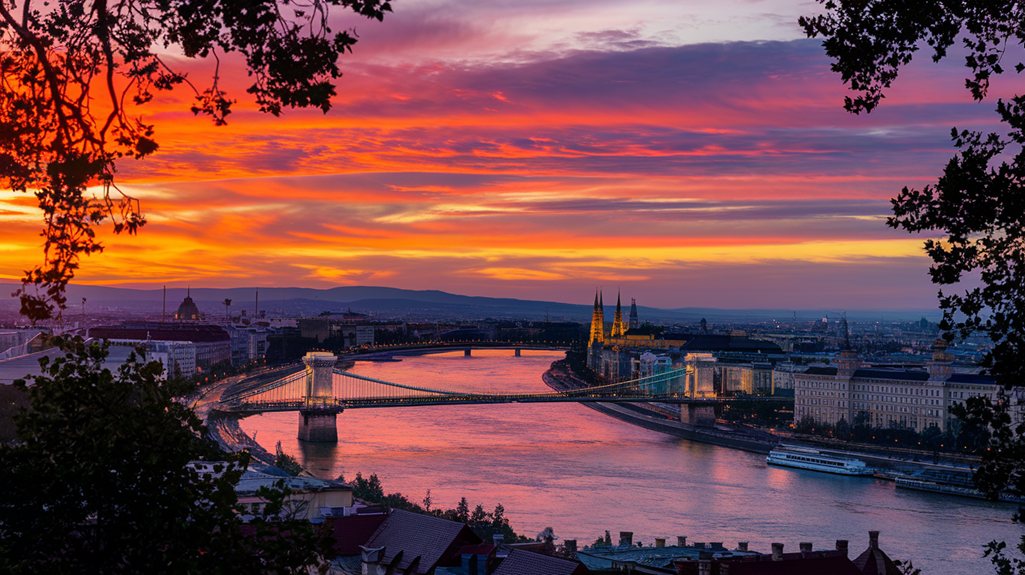 Sunset In Budapest Bridge Liberty Bridge At Sunset Budapest Stock Sunset In Budapest Bridge Liberty Bridge At Sunset Budapest Stock