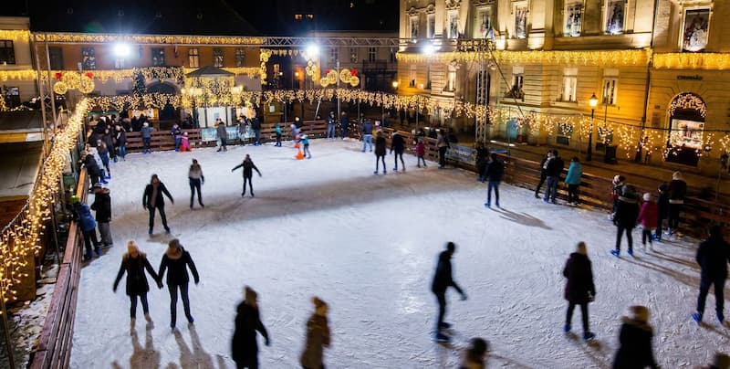 Óbuda Christmas Market ice skating ring